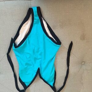 Turquoise and Black One-Piece Swimsuit